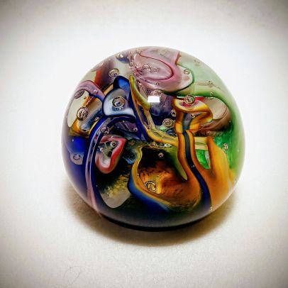 Preview: Briefbeschwerer Marmoriert Blau-Gün-Topaz-Rubin